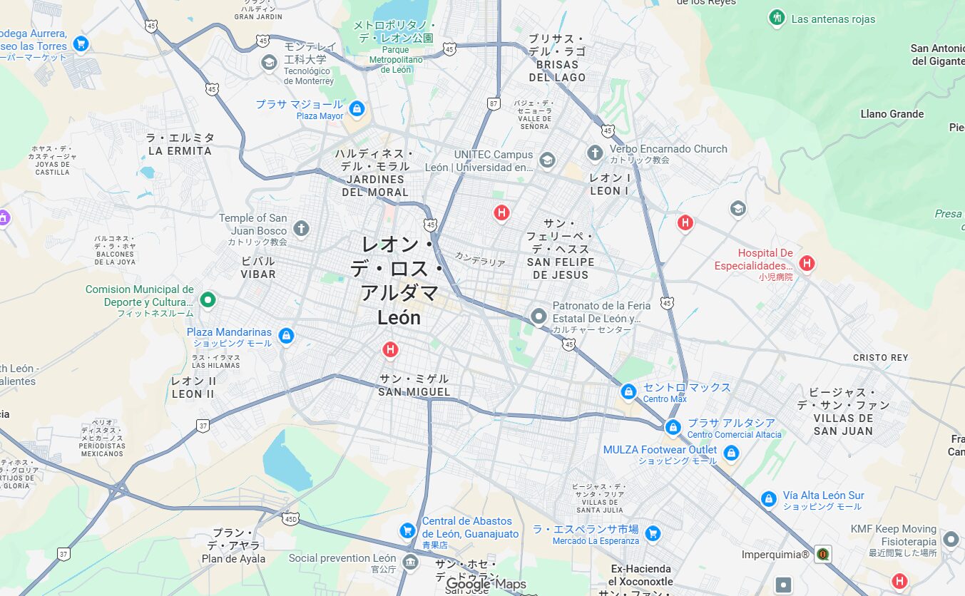 レオン市Googleマップ